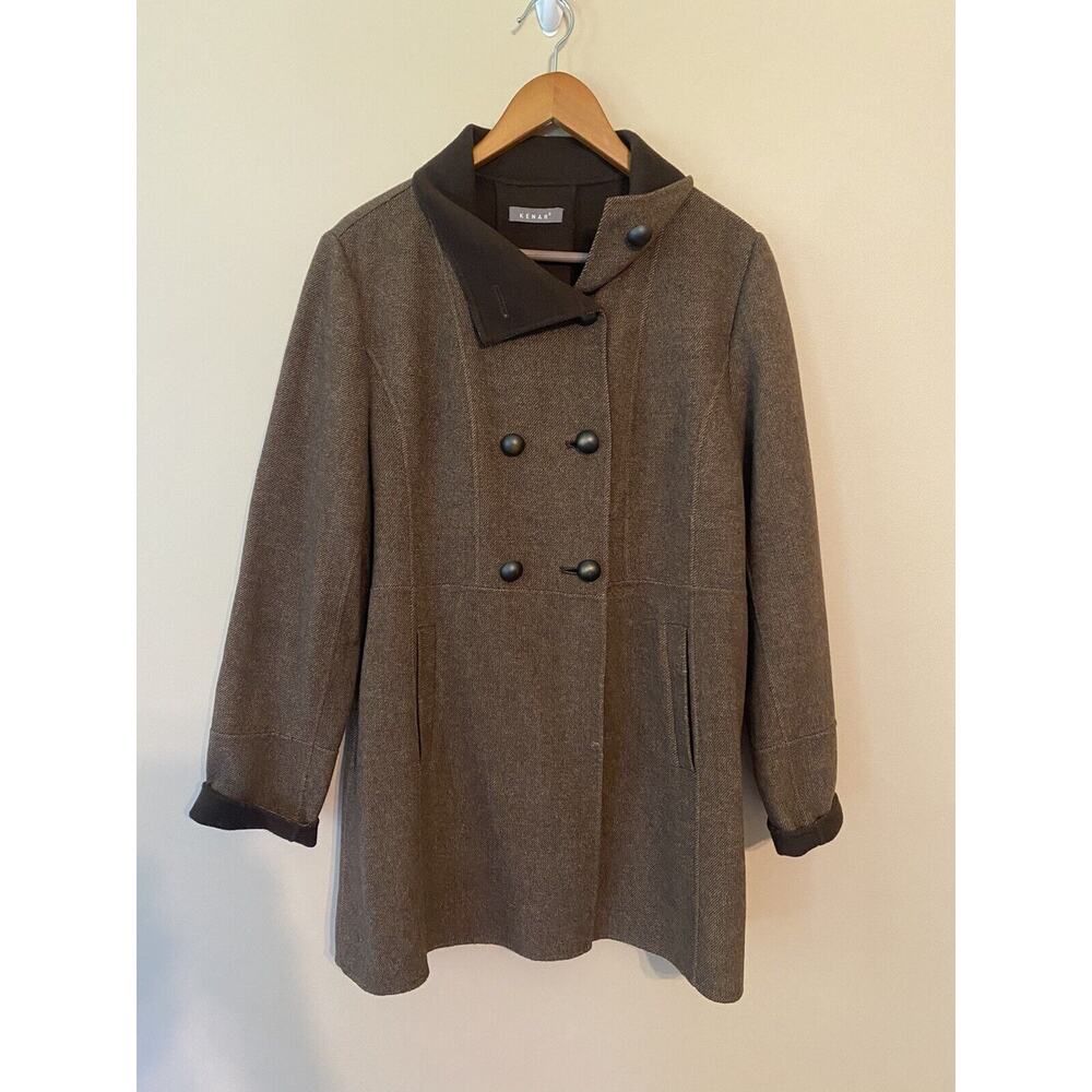 Vintage 70s Women’s Kanar Brown Peacoat Double Breasted Size Large 80% Wool